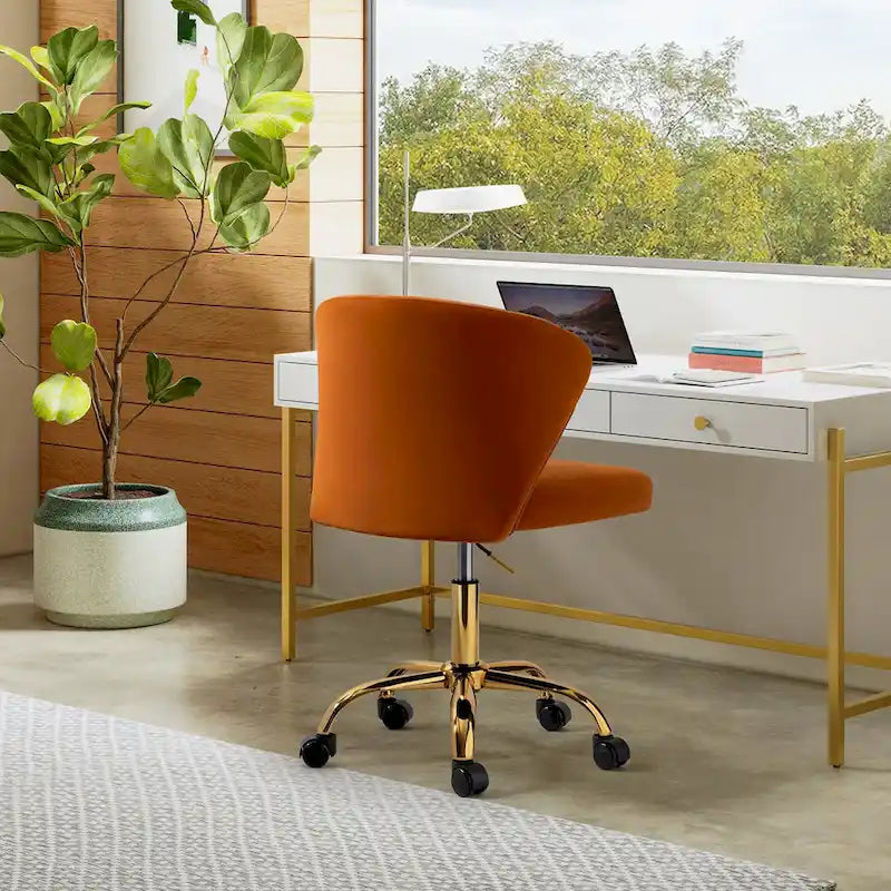 Silla de oficina ergonómica moderna de terciopelo con respaldo alto y giro de 360 grados