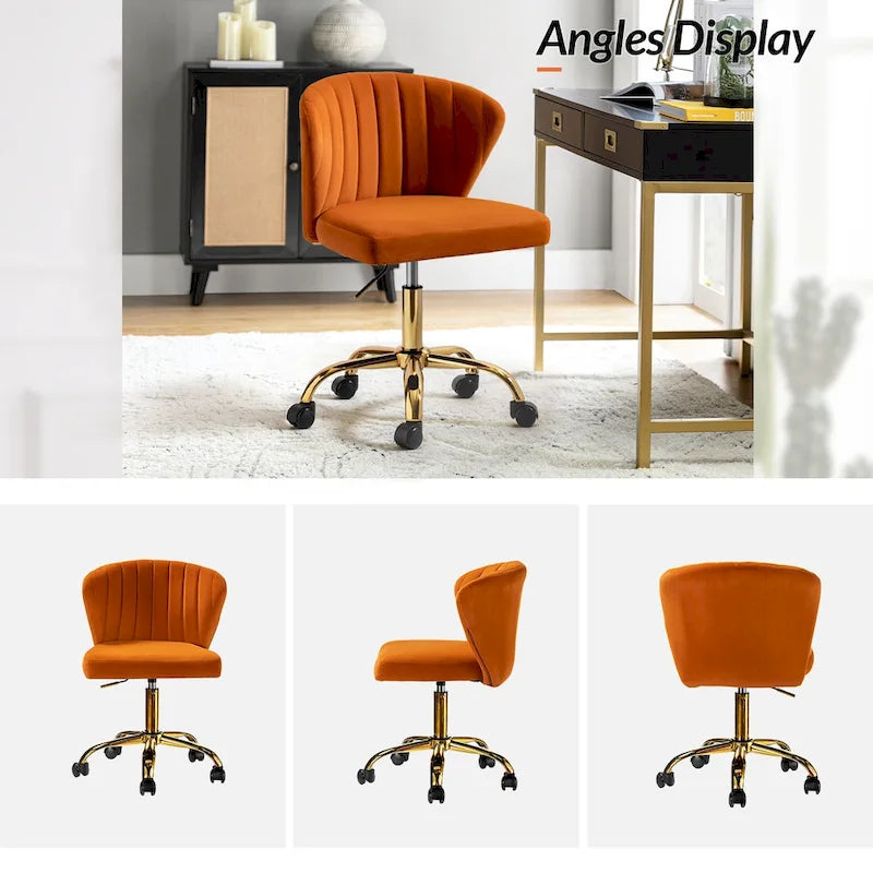 Silla de oficina ergonómica moderna de terciopelo con respaldo alto y giro de 360 grados