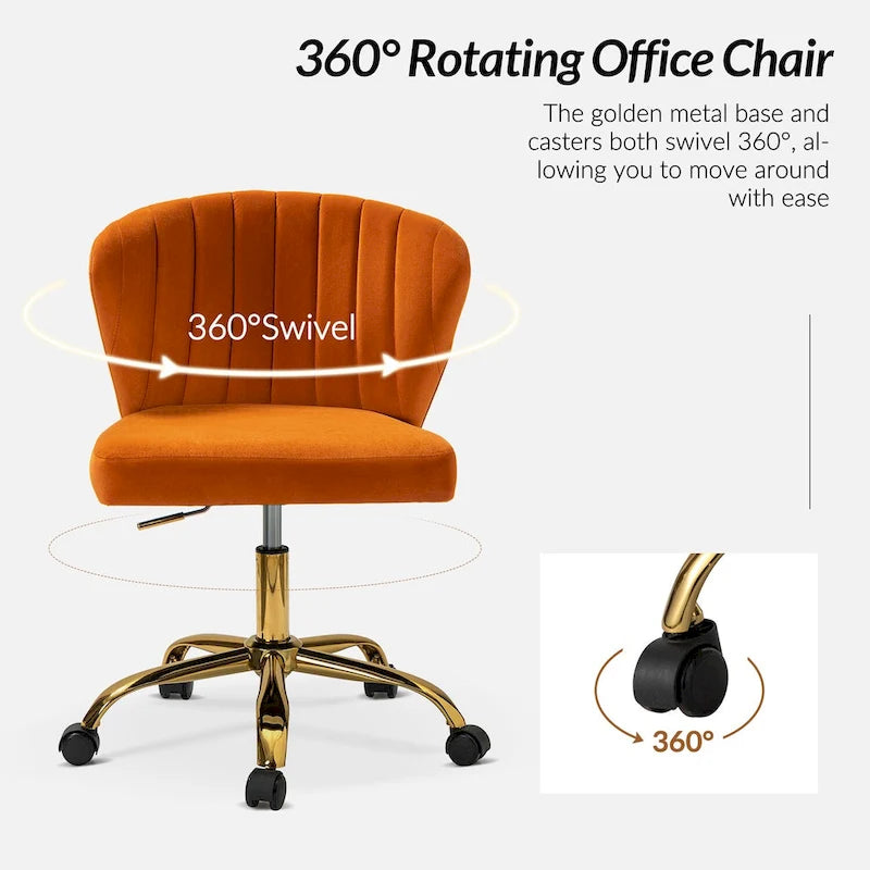 Silla de oficina ergonómica moderna de terciopelo con respaldo alto y giro de 360 grados