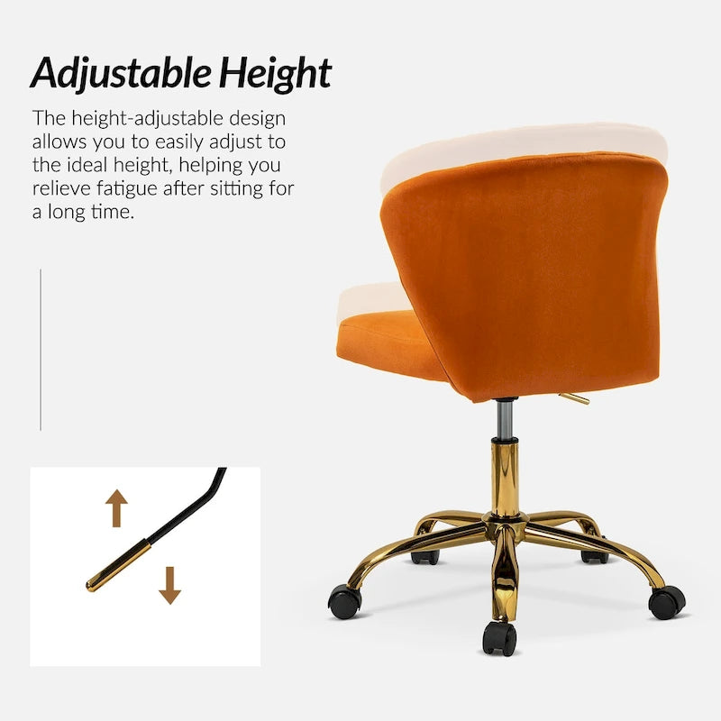 Silla de oficina ergonómica moderna de terciopelo con respaldo alto y giro de 360 grados