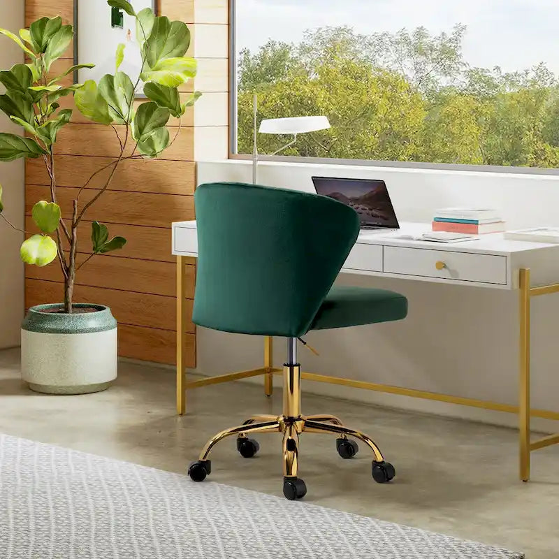 Silla de oficina ergonómica moderna de terciopelo con respaldo alto y giro de 360 grados