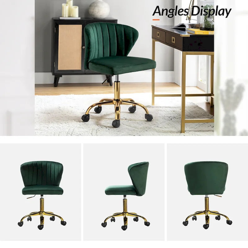 Silla de oficina ergonómica moderna de terciopelo con respaldo alto y giro de 360 grados