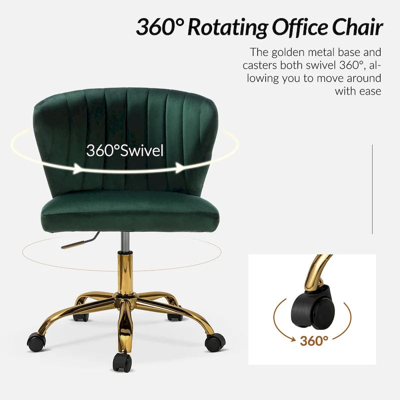 Silla de oficina ergonómica moderna de terciopelo con respaldo alto y giro de 360 grados