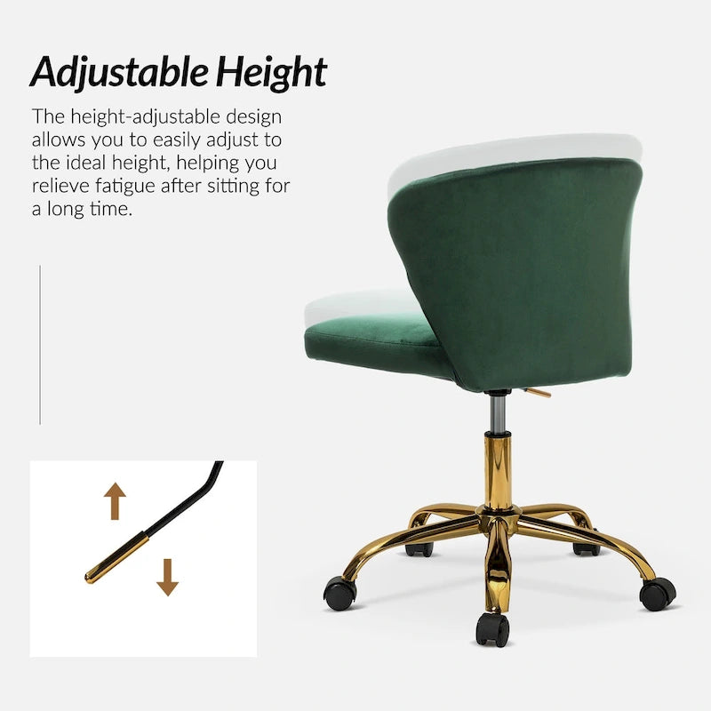 Silla de oficina ergonómica moderna de terciopelo con respaldo alto y giro de 360 grados