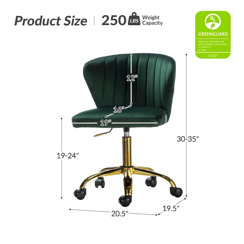 Silla de oficina ergonómica moderna de terciopelo con respaldo alto y giro de 360 grados
