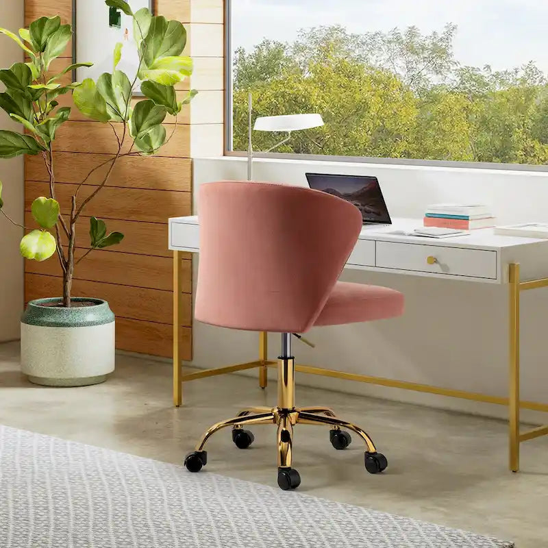 Silla de oficina ergonómica moderna de terciopelo con respaldo alto y giro de 360 grados