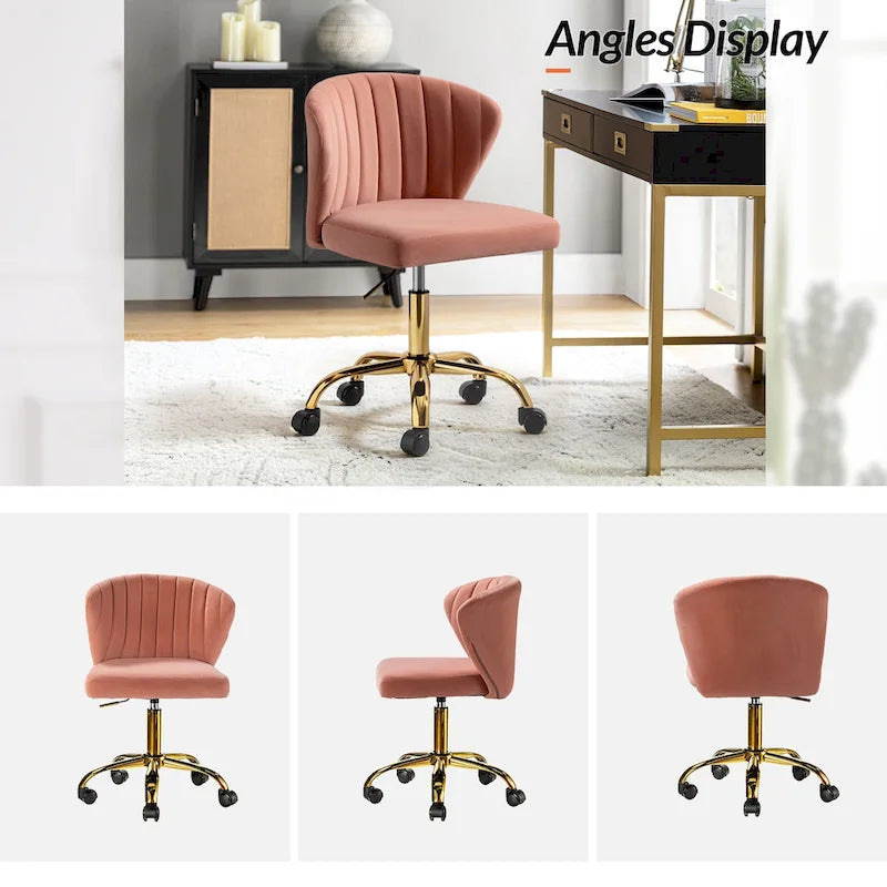 Silla de oficina ergonómica moderna de terciopelo con respaldo alto y giro de 360 grados
