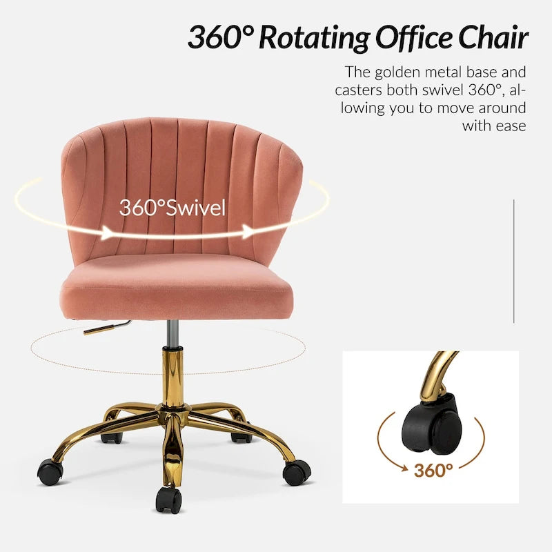 Silla de oficina ergonómica moderna de terciopelo con respaldo alto y giro de 360 grados