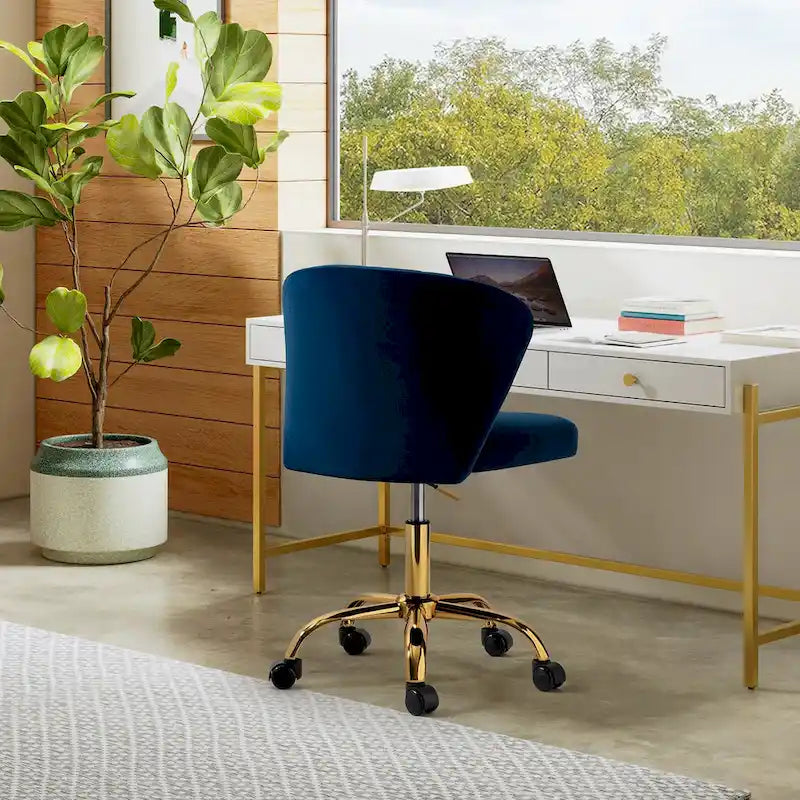 Silla de oficina ergonómica moderna de terciopelo con respaldo alto y giro de 360 grados