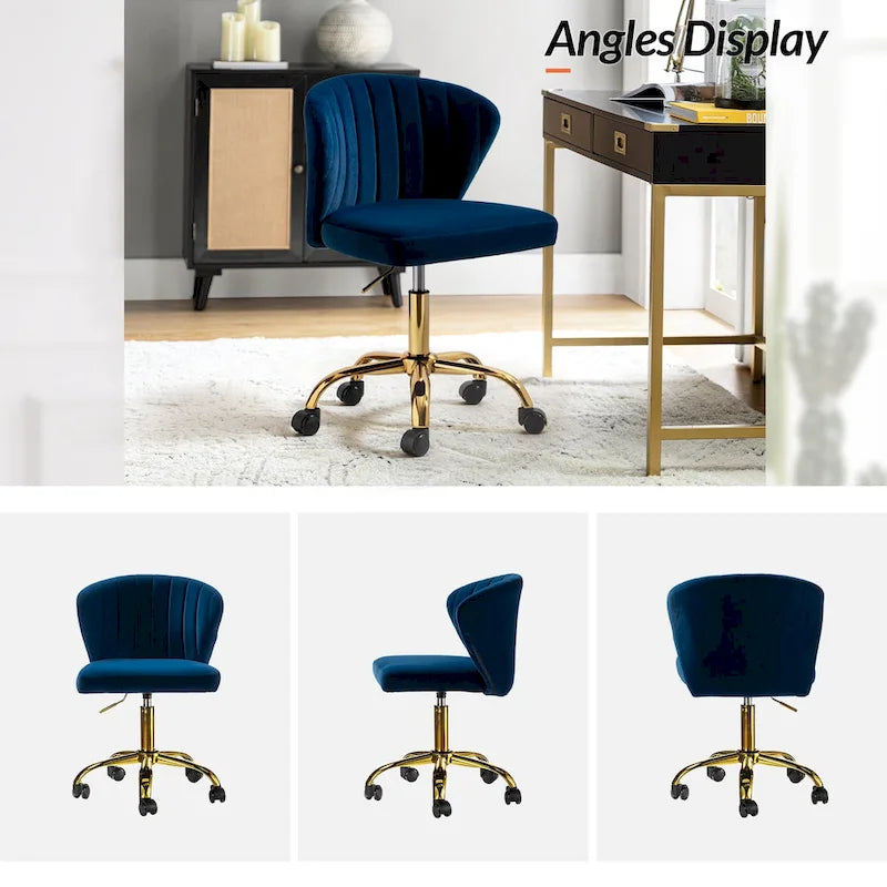Silla de oficina ergonómica moderna de terciopelo con respaldo alto y giro de 360 grados