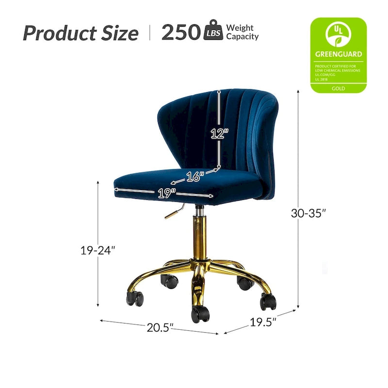 Silla de oficina ergonómica moderna de terciopelo con respaldo alto y giro de 360 grados