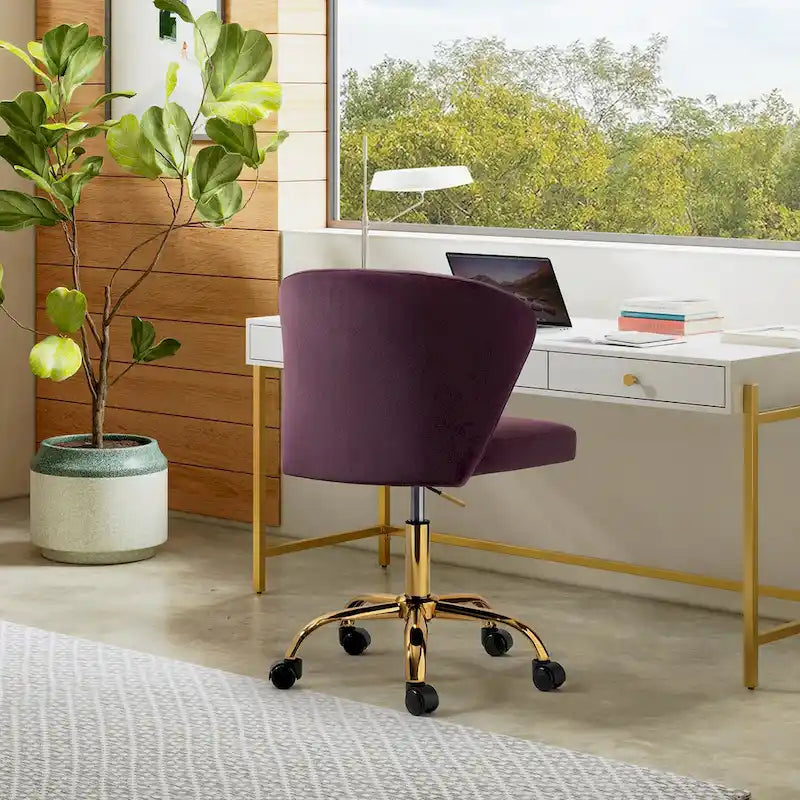 Silla de oficina ergonómica moderna de terciopelo con respaldo alto y giro de 360 grados