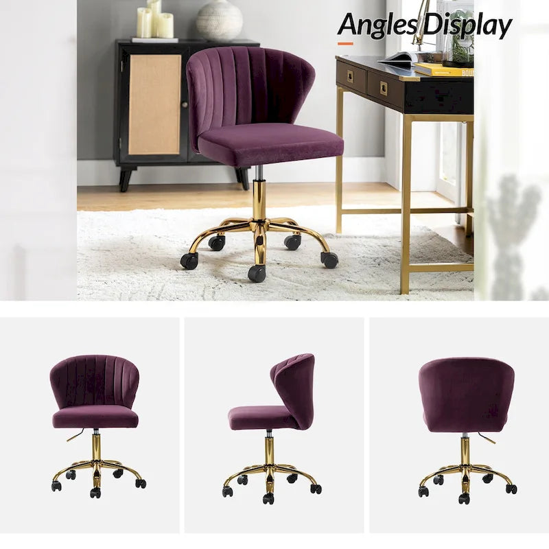 Silla de oficina ergonómica moderna de terciopelo con respaldo alto y giro de 360 grados