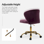 Silla de oficina ergonómica moderna de terciopelo con respaldo alto y giro de 360 grados
