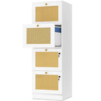 Archivador vertical de ratán de 15 pulgadas de profundidad con 4 cajones y cerradura