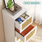 Archivador vertical de ratán de 15 pulgadas de profundidad con 4 cajones y cerradura
