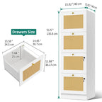 Archivador vertical de ratán de 15 pulgadas de profundidad con 4 cajones y cerradura