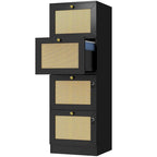 Archivador vertical de ratán de 15 pulgadas de profundidad con 4 cajones y cerradura