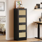 Archivador vertical de ratán de 15 pulgadas de profundidad con 4 cajones y cerradura