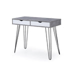 Escritorio gris de oficina en casa Mid-Century Modern con 2 cajones