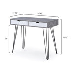 Escritorio gris de oficina en casa Mid-Century Modern con 2 cajones