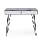 Escritorio gris de oficina en casa Mid-Century Modern con 2 cajones