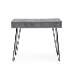 Escritorio gris de oficina en casa Mid-Century Modern con 2 cajones