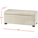 Banco de almacenamiento de cuero/madera Bicast - 46.9 x 18.3 x 16.7 - 47Wx18Dx17H