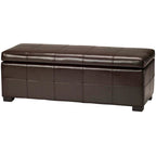 Banco de almacenamiento de cuero/madera Bicast - 46.9 x 18.3 x 16.7 - 47Wx18Dx17H