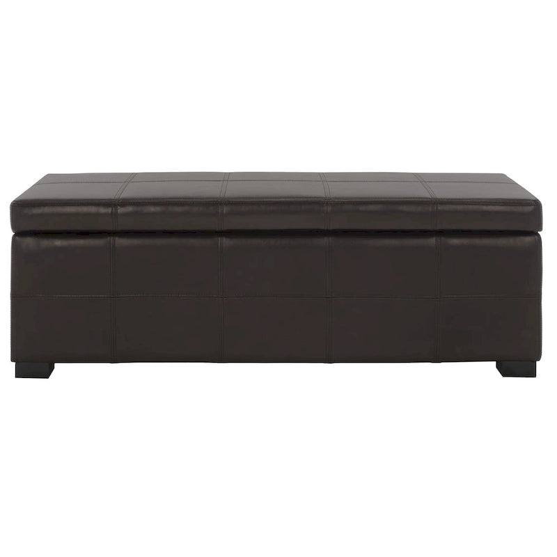 Banco de almacenamiento de cuero/madera Bicast - 46.9 x 18.3 x 16.7 - 47Wx18Dx17H