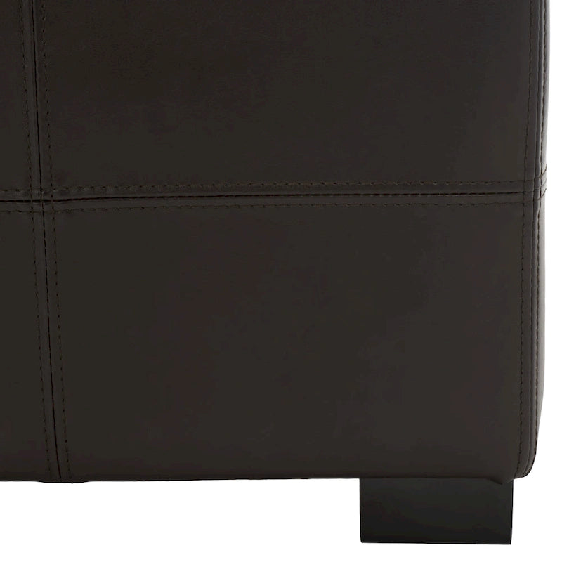 Banco de almacenamiento de cuero/madera Bicast - 46.9 x 18.3 x 16.7 - 47Wx18Dx17H