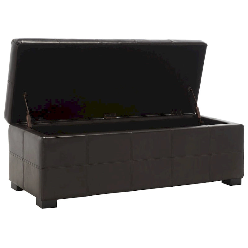 Banco de almacenamiento de cuero/madera Bicast - 46.9 x 18.3 x 16.7 - 47Wx18Dx17H
