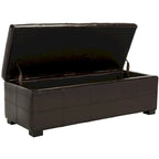 Banco de almacenamiento de cuero/madera Bicast - 46.9 x 18.3 x 16.7 - 47Wx18Dx17H