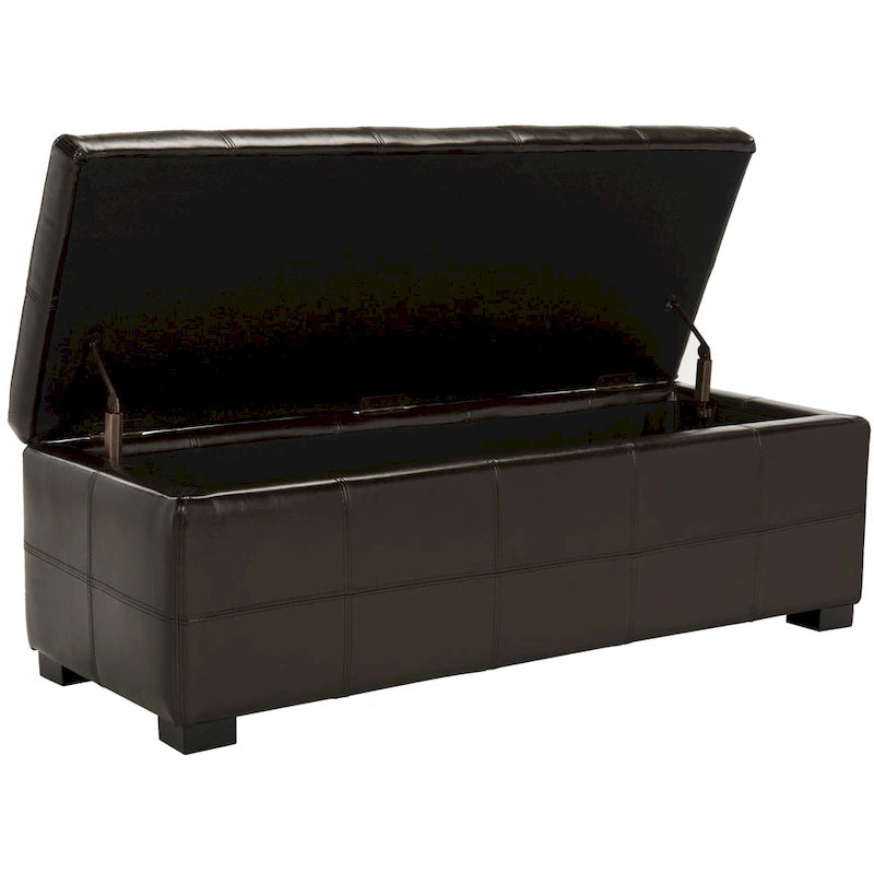 Banco de almacenamiento de cuero/madera Bicast - 46.9 x 18.3 x 16.7 - 47Wx18Dx17H