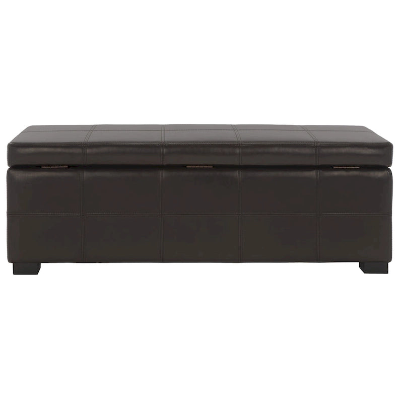 Banco de almacenamiento de cuero/madera Bicast - 46.9 x 18.3 x 16.7 - 47Wx18Dx17H