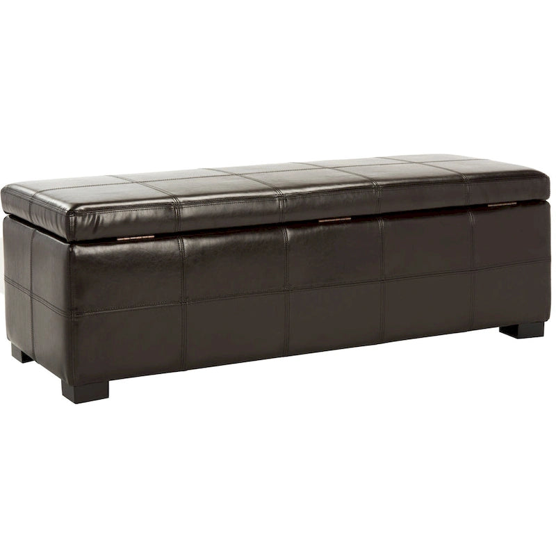 Banco de almacenamiento de cuero/madera Bicast - 46.9 x 18.3 x 16.7 - 47Wx18Dx17H