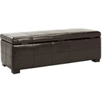 Banco de almacenamiento de cuero/madera Bicast - 46.9 x 18.3 x 16.7 - 47Wx18Dx17H