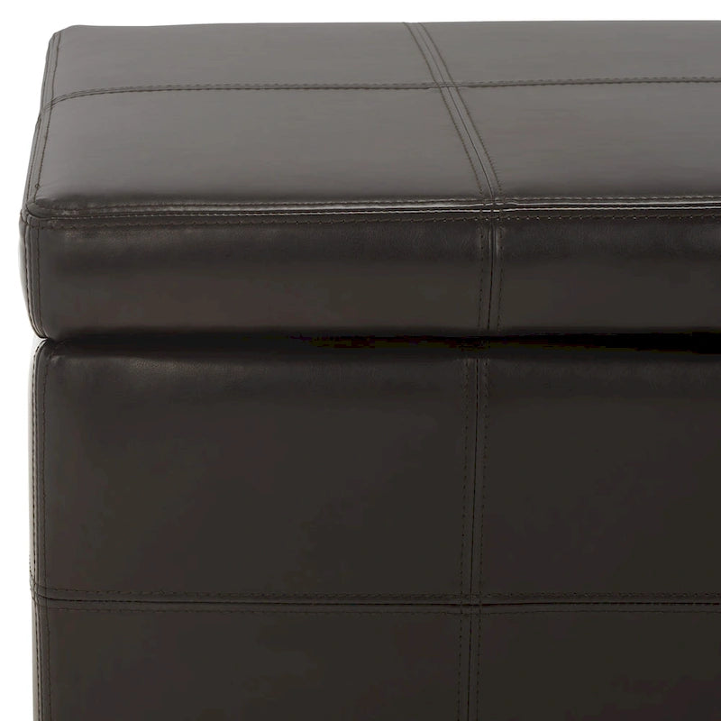 Banco de almacenamiento de cuero/madera Bicast - 46.9 x 18.3 x 16.7 - 47Wx18Dx17H