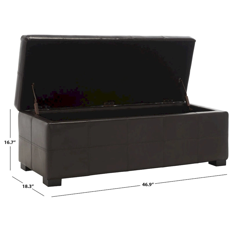 Banco de almacenamiento de cuero/madera Bicast - 46.9 x 18.3 x 16.7 - 47Wx18Dx17H