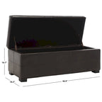 Banco de almacenamiento de cuero/madera Bicast - 46.9 x 18.3 x 16.7 - 47Wx18Dx17H