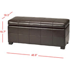 Banco de almacenamiento de cuero/madera Bicast - 46.9 x 18.3 x 16.7 - 47Wx18Dx17H