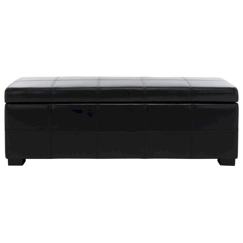 Banco de almacenamiento de cuero/madera Bicast - 46.9 x 18.3 x 16.7 - 47Wx18Dx17H