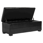 Banco de almacenamiento de cuero/madera Bicast - 46.9 x 18.3 x 16.7 - 47Wx18Dx17H