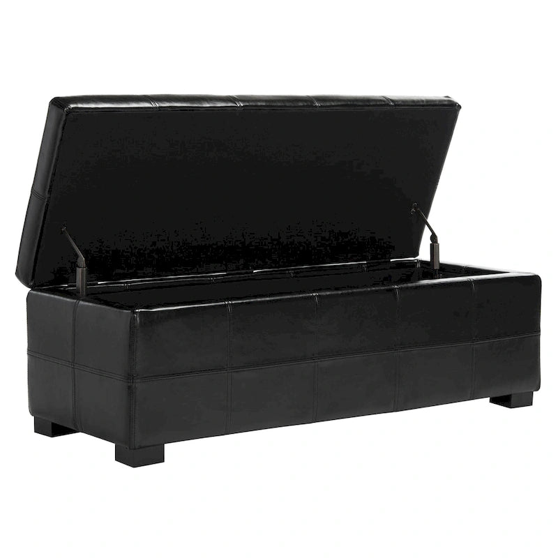 Banco de almacenamiento de cuero/madera Bicast - 46.9 x 18.3 x 16.7 - 47Wx18Dx17H