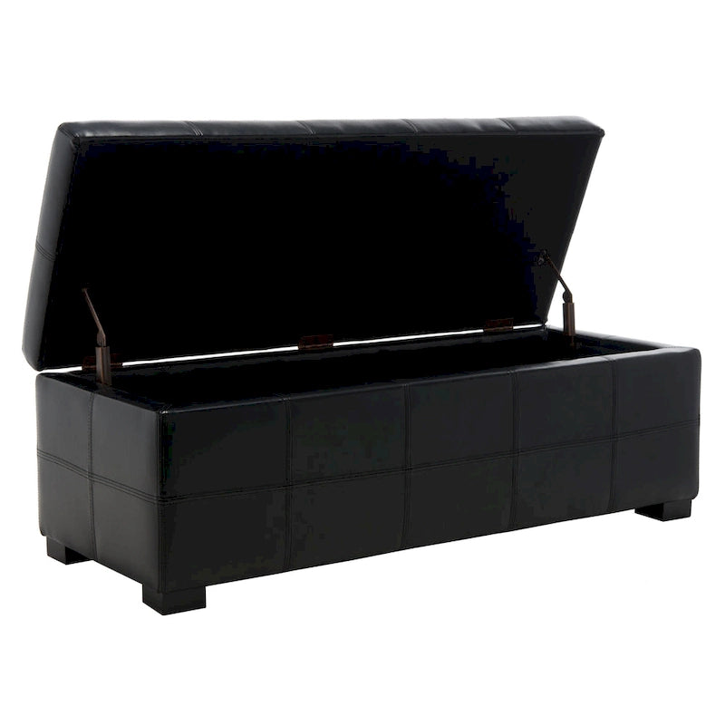 Banco de almacenamiento de cuero/madera Bicast - 46.9 x 18.3 x 16.7 - 47Wx18Dx17H