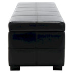Banco de almacenamiento de cuero/madera Bicast - 46.9 x 18.3 x 16.7 - 47Wx18Dx17H