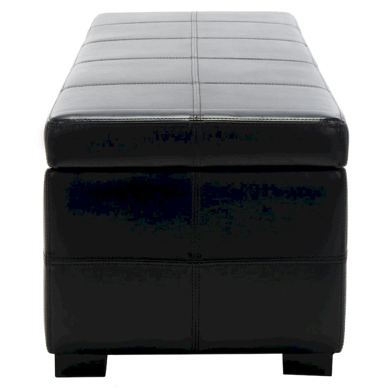 Banco de almacenamiento de cuero/madera Bicast - 46.9 x 18.3 x 16.7 - 47Wx18Dx17H