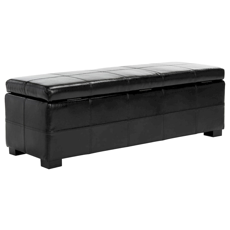 Banco de almacenamiento de cuero/madera Bicast - 46.9 x 18.3 x 16.7 - 47Wx18Dx17H