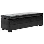 Banco de almacenamiento de cuero/madera Bicast - 46.9 x 18.3 x 16.7 - 47Wx18Dx17H