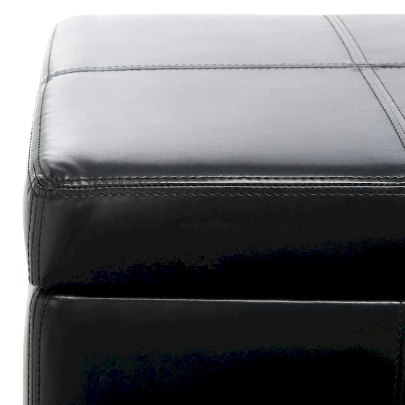 Banco de almacenamiento de cuero/madera Bicast - 46.9 x 18.3 x 16.7 - 47Wx18Dx17H